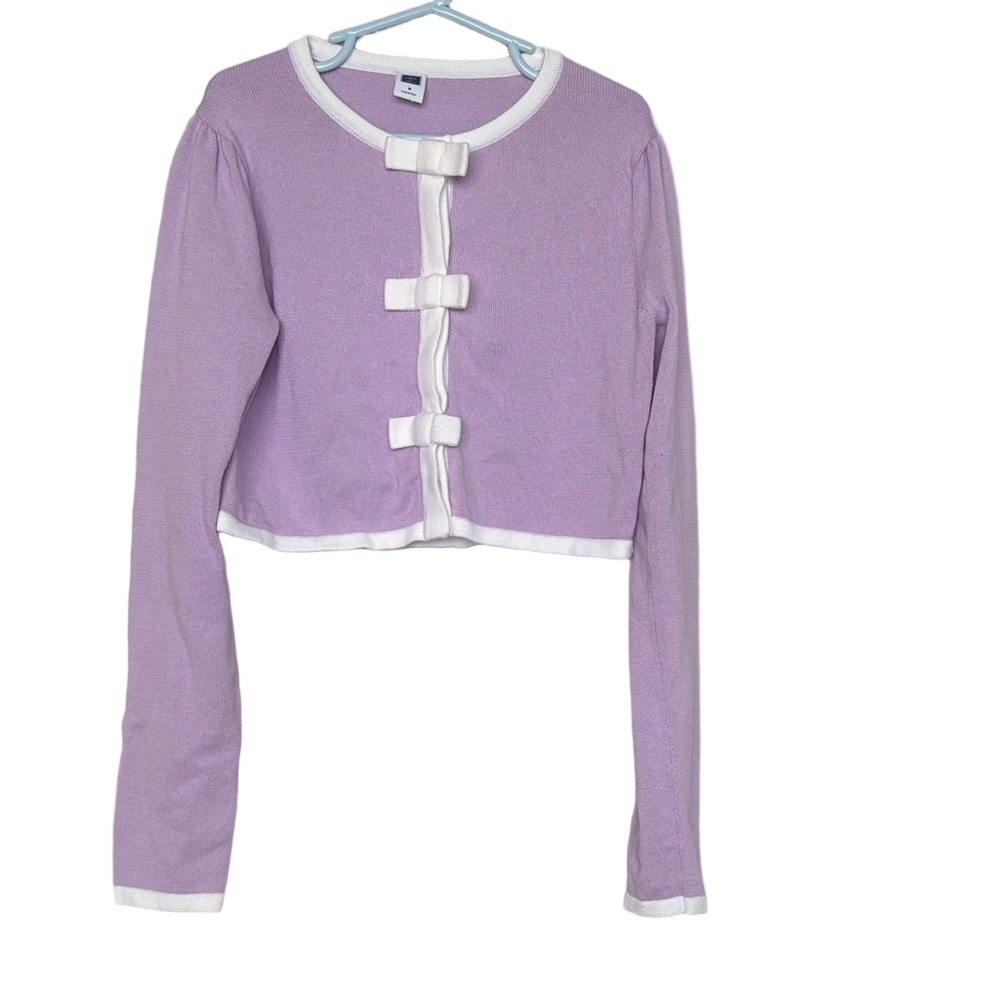 Janie and Jack Lavender Bow Cardigan Sweater Size 8 Spring Easter